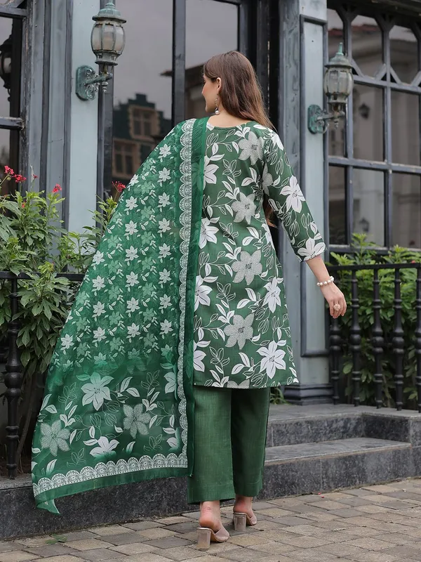 Green_&_Dark_Green_Kurta_Pant_Dupatta_Set_For_Women
