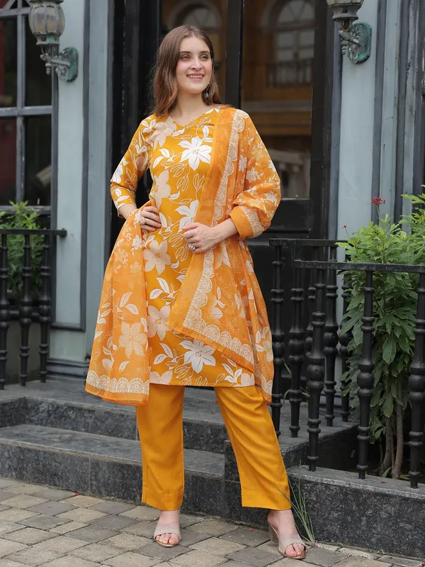 Yellow_Kurta_Pant_Dupatta_Set_For_Women