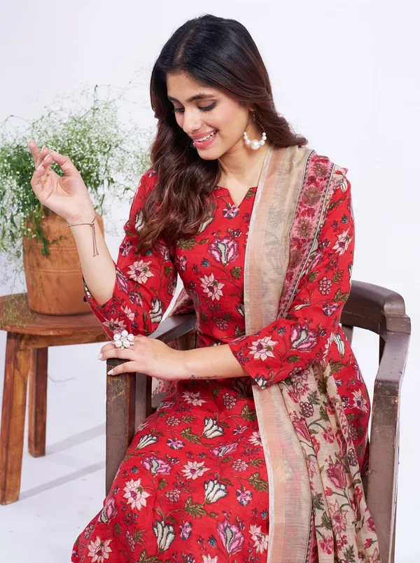 Red_Kurta_Pant_Dupatta_Set_For_Women
