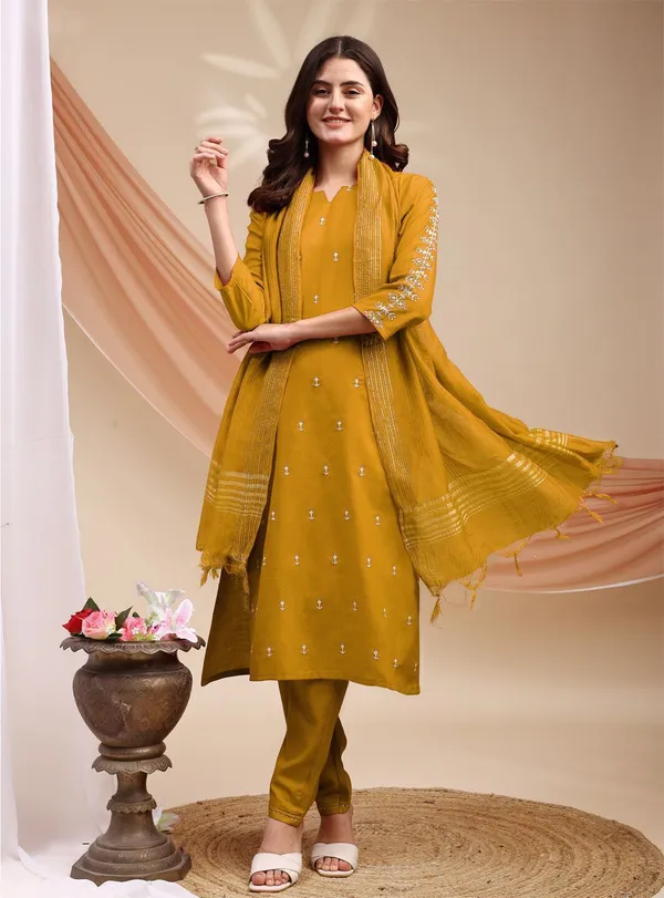 Yellow_Kurti_Pant_Dupatta_Set_For_Women