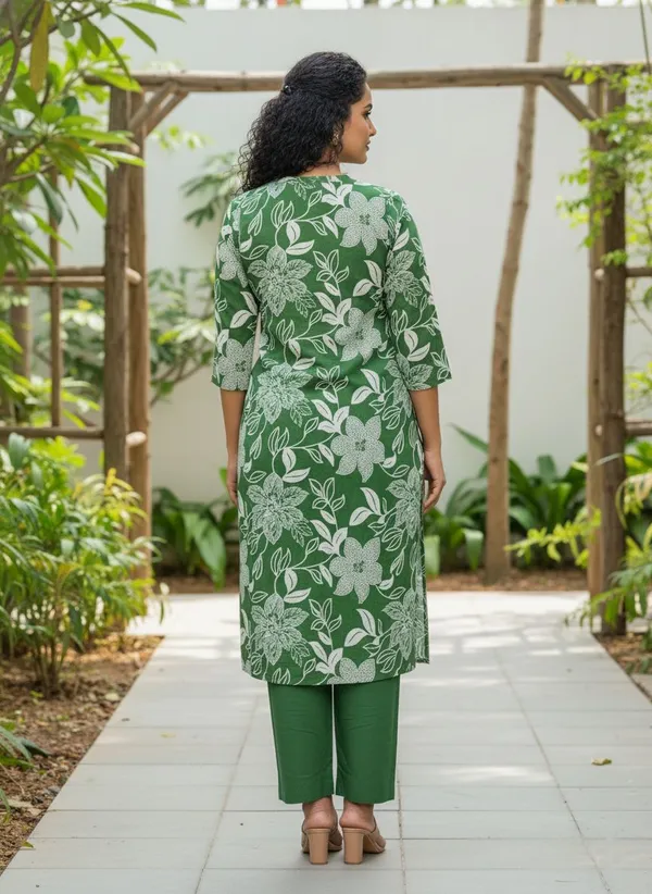 Green_&_Dark_Green_Kurta_Pant_Set_For_Women