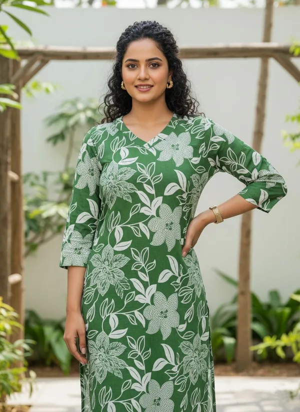 Green_&_Dark_Green_Kurta_Pant_Set_For_Women