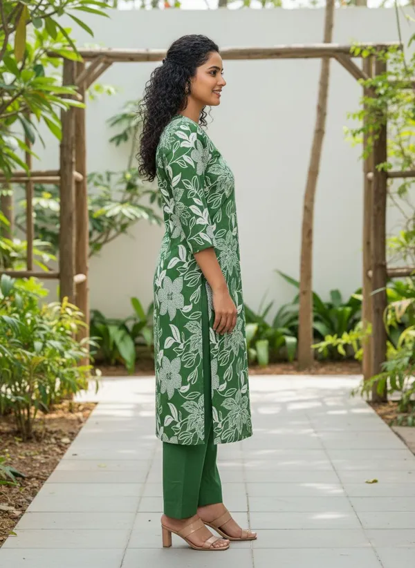 Green_&_Dark_Green_Kurta_Pant_Set_For_Women