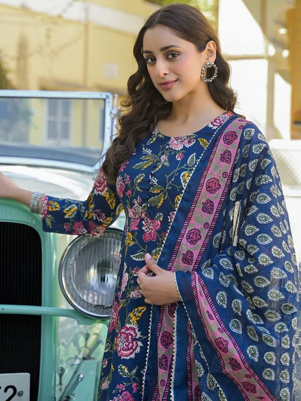 Blue_&_Morpich_Kurta_Pant_Dupatta_Set_For_Women