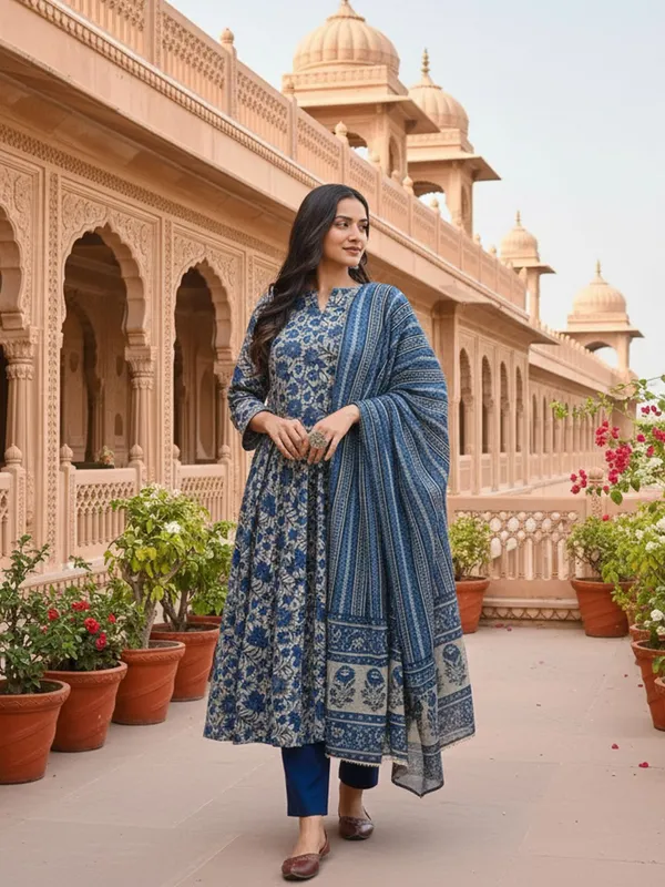Blue_&_Navy_Blue_Kurta_Pant_Dupatta_Set_For_Women