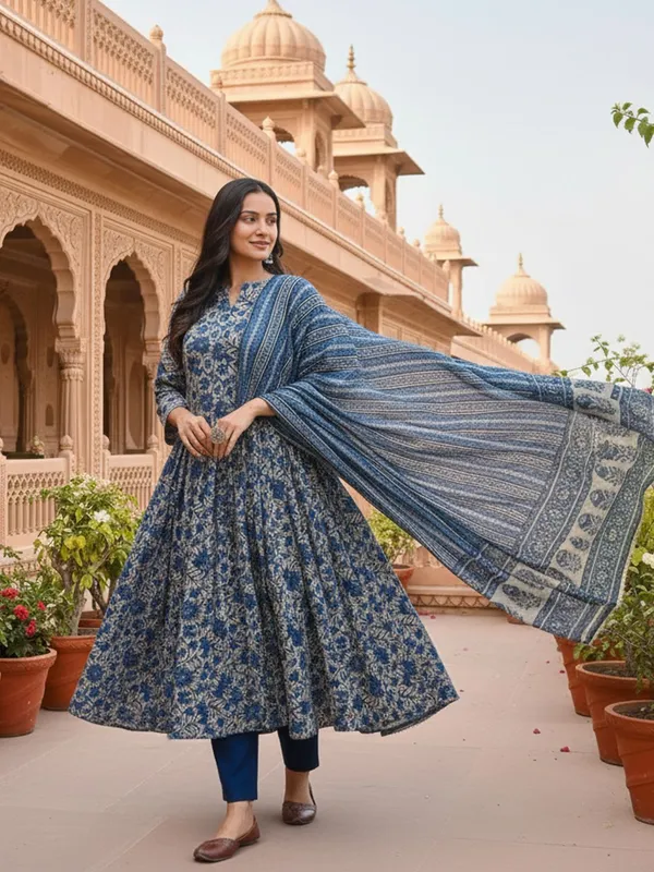 Blue_&_Navy_Blue_Kurta_Pant_Dupatta_Set_For_Women