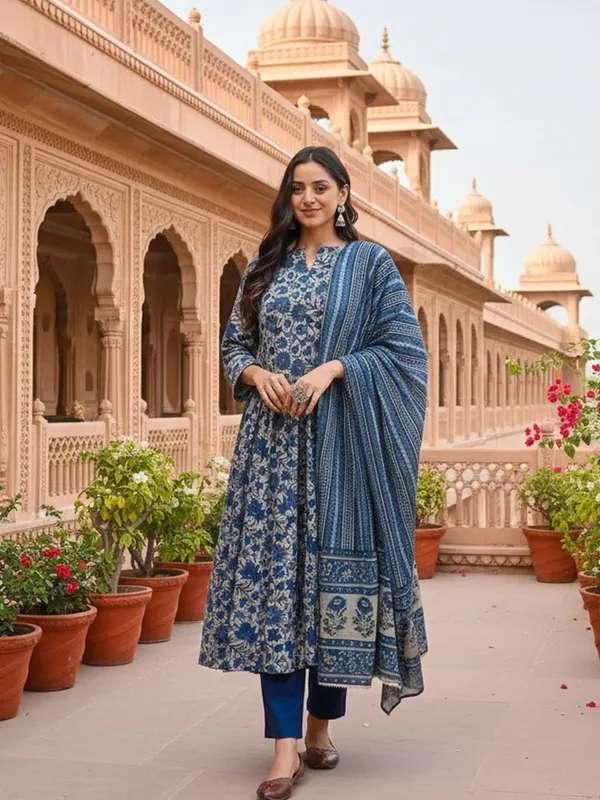 Blue_&_Navy_Blue_Kurta_Pant_Dupatta_Set_For_Women