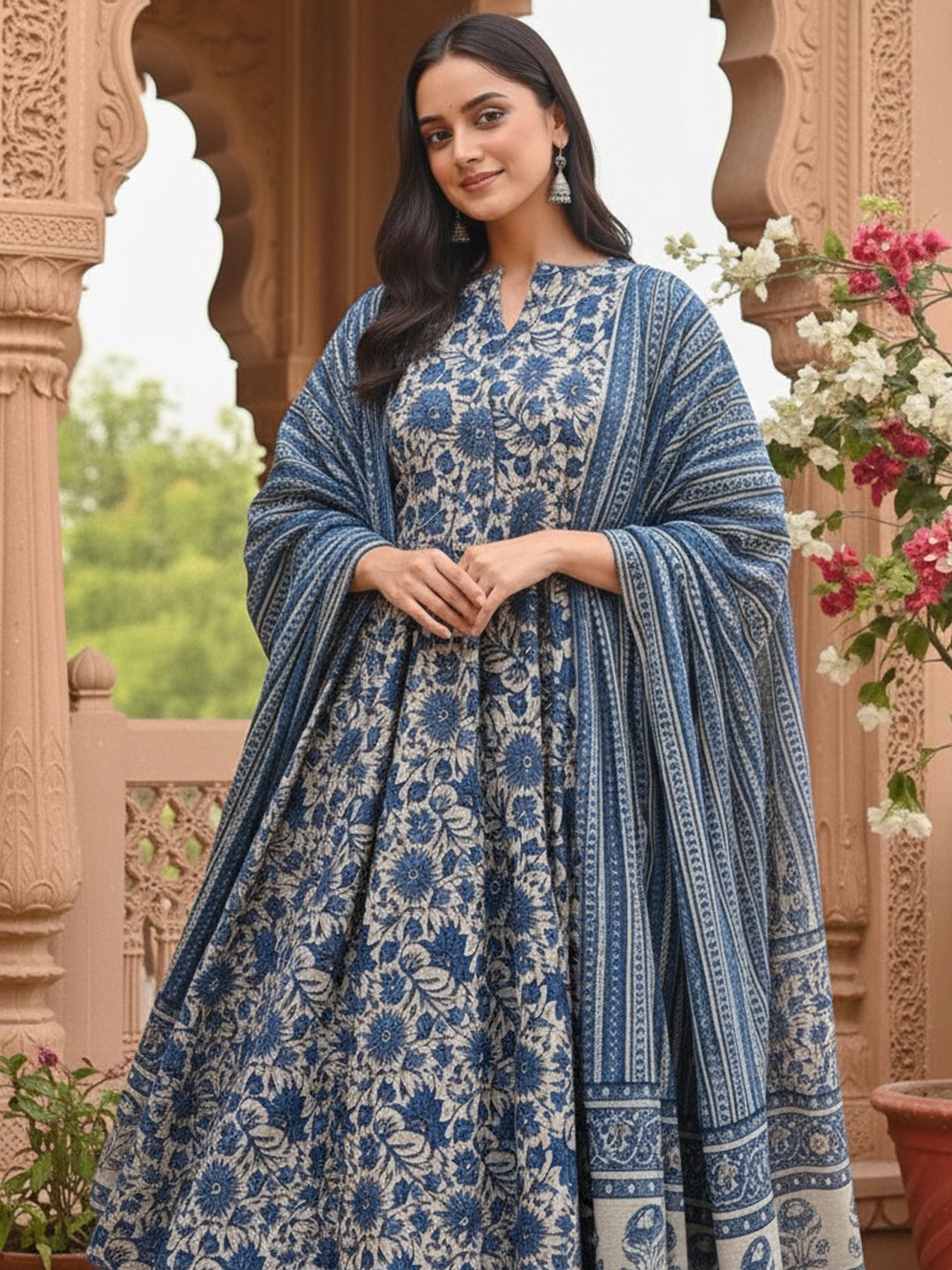 Blue_&_Navy_Blue_Kurta_Pant_Dupatta_Set_For_Women