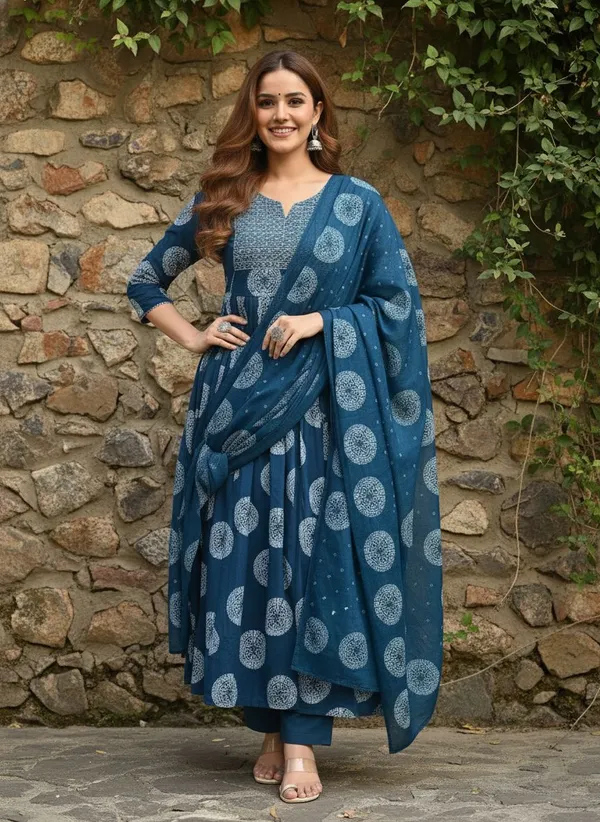 Blue_&_Morpich_Kurta_Pant_Dupatta_Set_For_Women