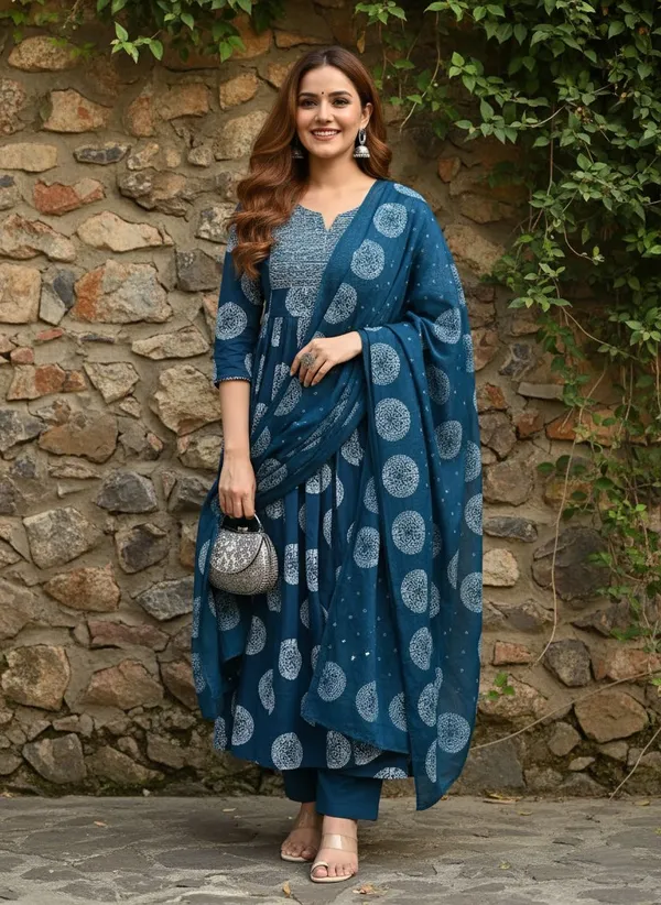 Blue_&_Morpich_Kurta_Pant_Dupatta_Set_For_Women
