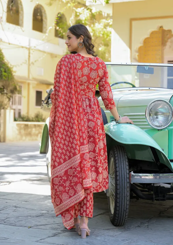 Red_&_Maroon_Kurta_Pant_Dupatta_Set_For_Women