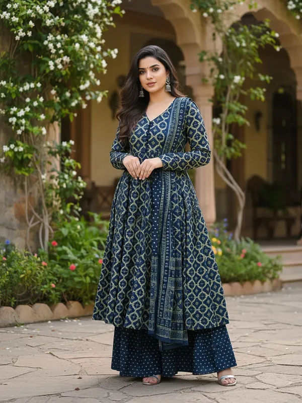Blue_&_Navy_Blue_Kurta_Pant_Dupatta_Set_For_Women