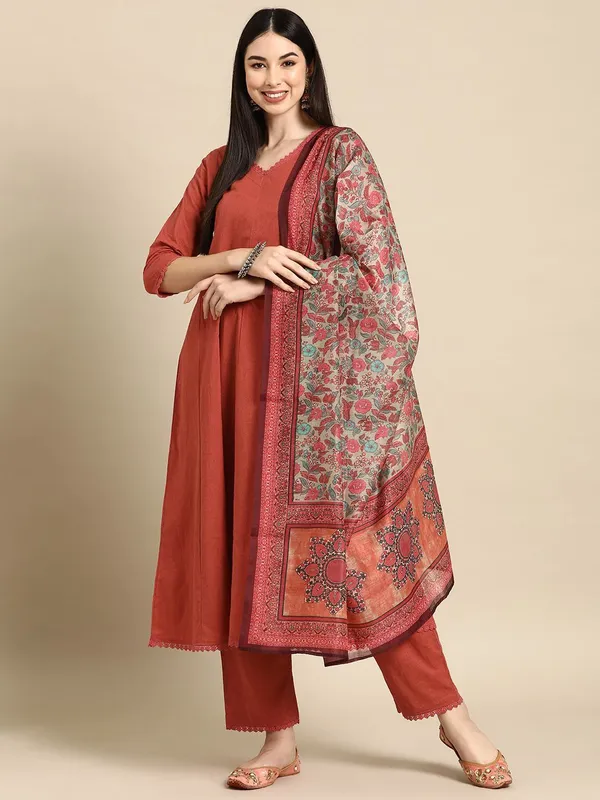 Brown_&_Rust_Kurta_Pant_Dupatta_Set_For_Women