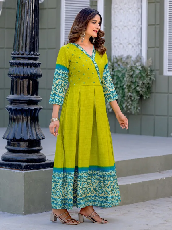 Green_&_Parrot_Green_Printed_Anarkali_Kurta_For_Women