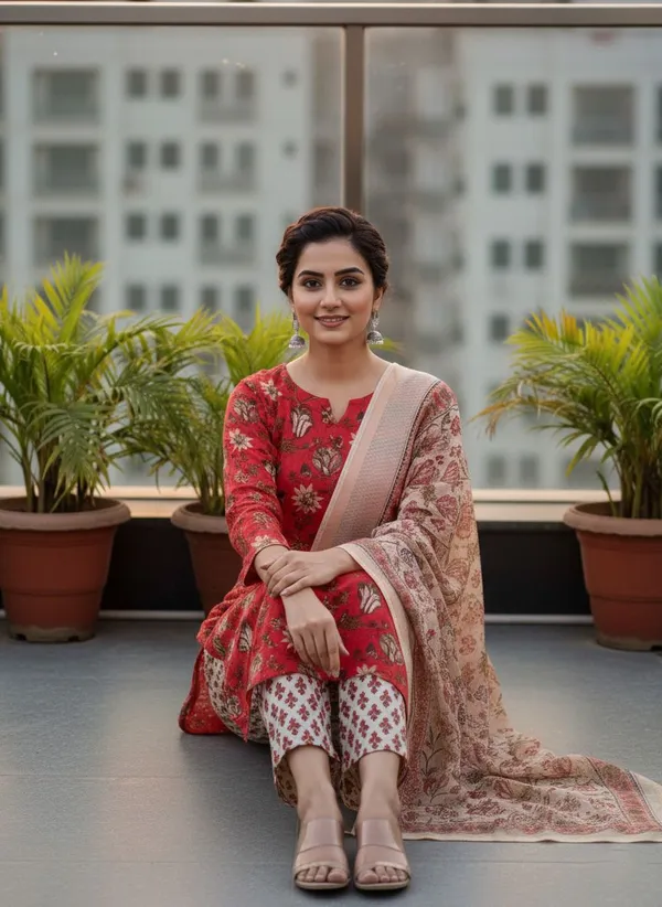 Red_Kurta_Pant_Dupatta_Set_For_Women