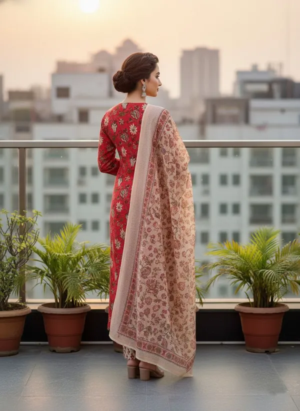 Red_Kurta_Pant_Dupatta_Set_For_Women