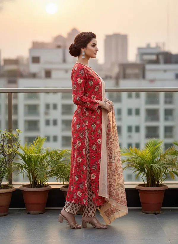 Red_Kurta_Pant_Dupatta_Set_For_Women