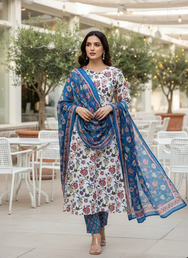White_Kurta_Pant_Dupatta_Set_For_Women