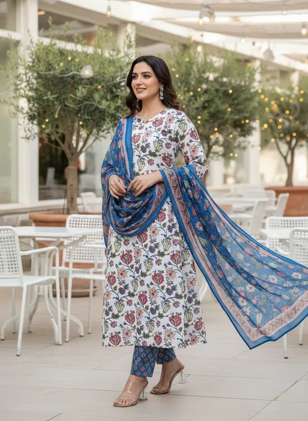 White_Kurta_Pant_Dupatta_Set_For_Women