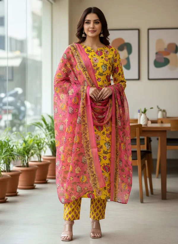 Yellow_Kurta_Pant_Dupatta_Set_For_Women