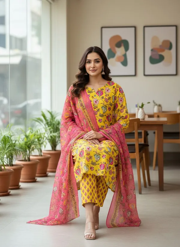 Yellow_Kurta_Pant_Dupatta_Set_For_Women