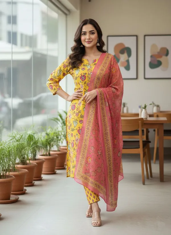 Yellow_Kurta_Pant_Dupatta_Set_For_Women