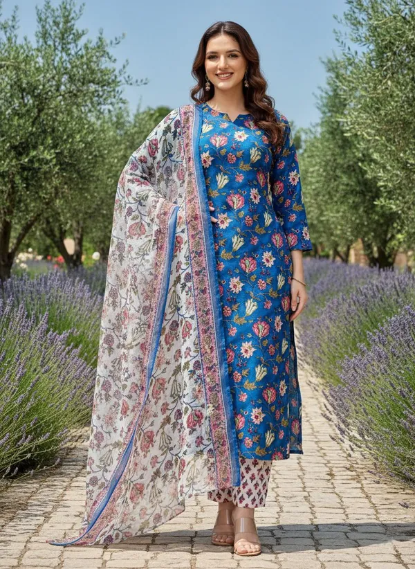 Blue_Kurta_Pant_Dupatta_Set_For_Women