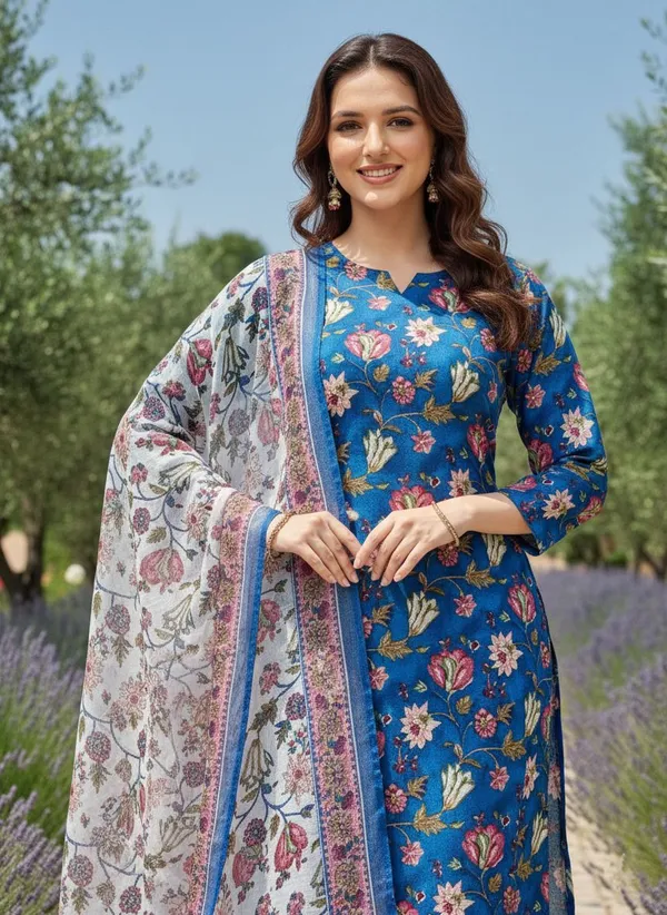 Blue_Kurta_Pant_Dupatta_Set_For_Women