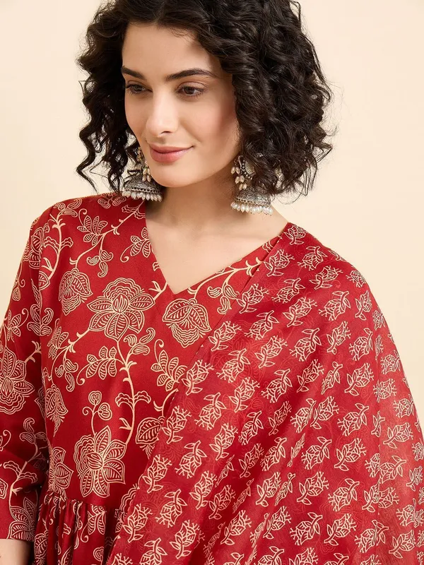 Maroon_Kurta_Pant_Dupatta_Set_For_Women