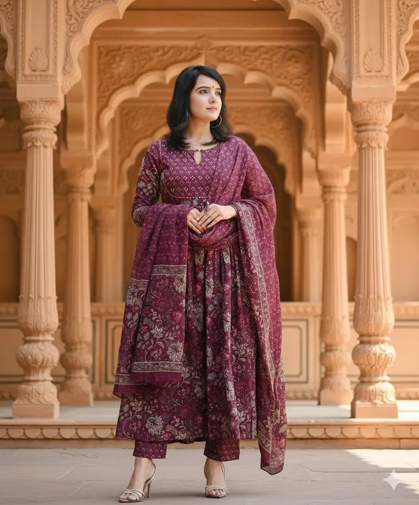 Maroon_Kurta_Pant_Dupatta_Set_For_Women