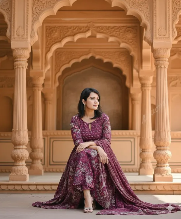 Maroon_Kurta_Pant_Dupatta_Set_For_Women