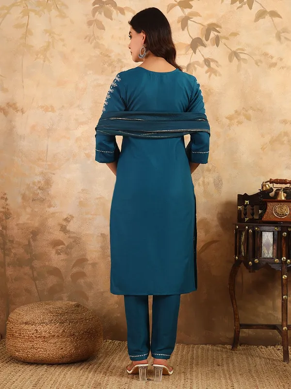 Blue_&_Morpich_Kurta_Pant_Dupatta_Set_For_Women