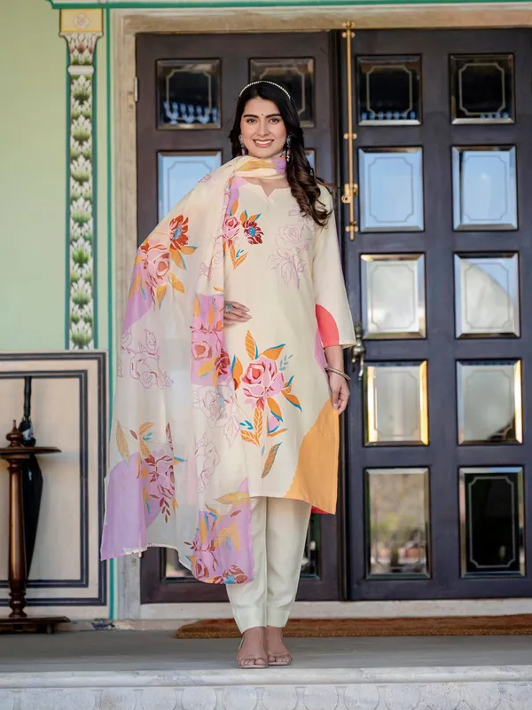 Yellow_&_Cream_Kurta_Pant_Dupatta_Set_For_Women