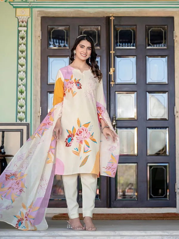 Yellow_&_Cream_Kurta_Pant_Dupatta_Set_For_Women