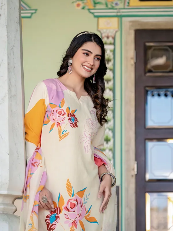 Yellow_&_Cream_Kurta_Pant_Dupatta_Set_For_Women