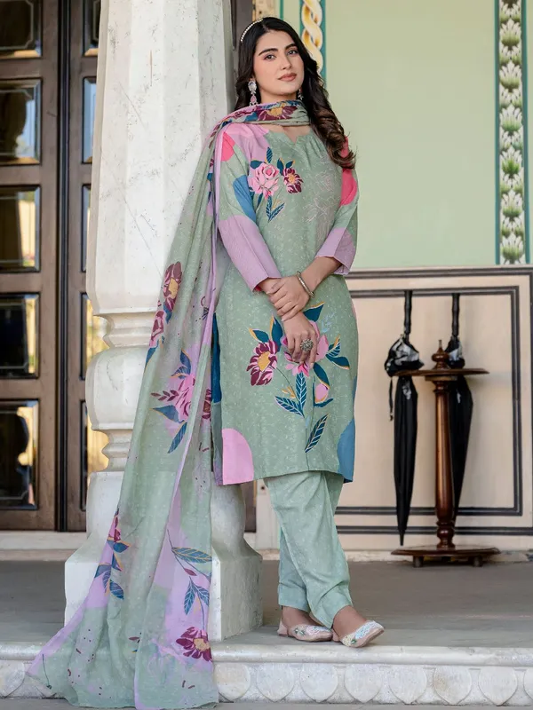 Green_&_Mehendi_Kurta_Pant_Dupatta_Set_For_Women