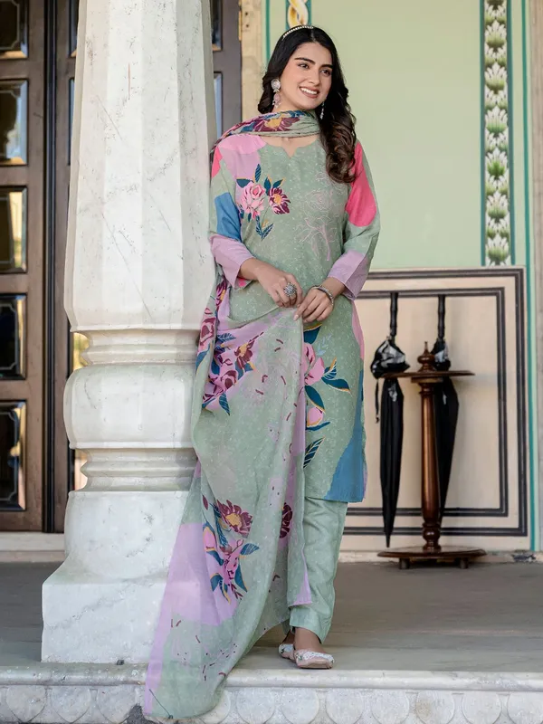 Green_&_Mehendi_Kurta_Pant_Dupatta_Set_For_Women