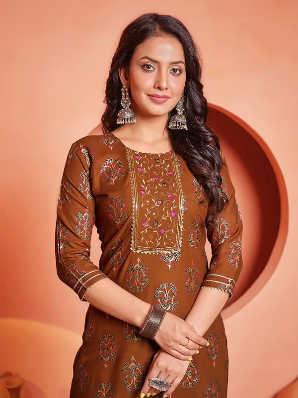 Brown_&_Rust_Kurta_Palazzo_Set_For_Women