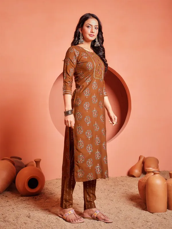 Brown_&_Rust_Kurta_Palazzo_Set_For_Women