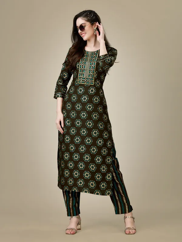 Brown_&_Dark_Coffee_Kurta_Pant_Set_For_Women