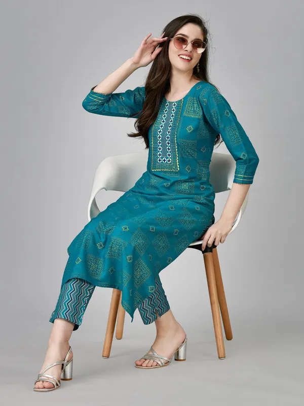 Blue_&_Rama_Kurta_Pant_Set_For_Women