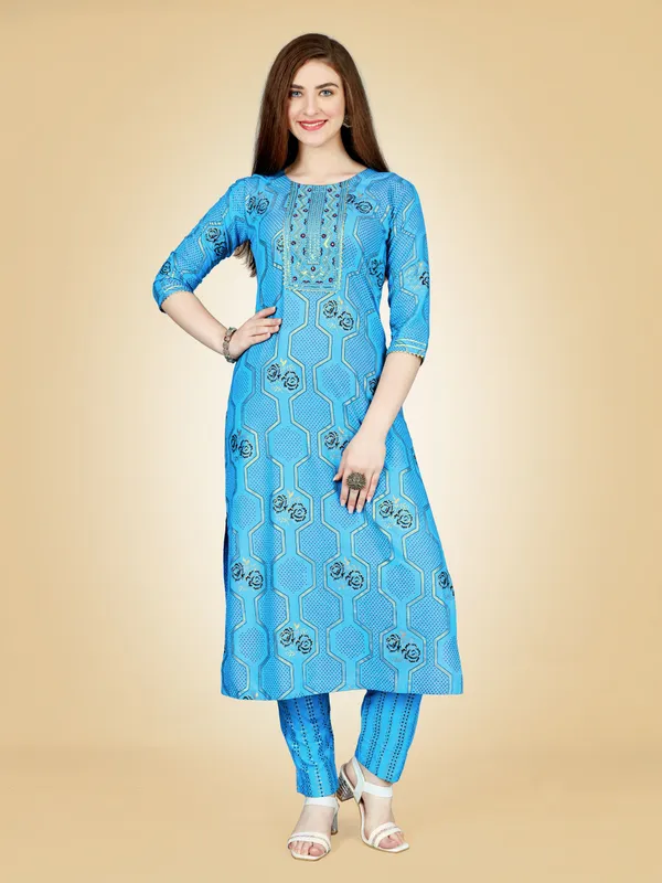 Light_Blue_&_Sky_Blue_Kurta_Pant_Set_For_Women