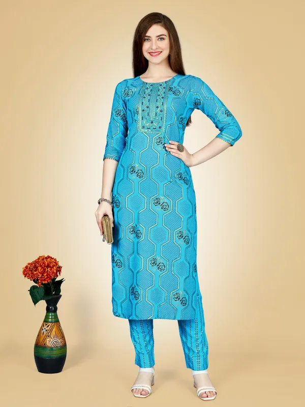Light_Blue_&_Sky_Blue_Kurta_Pant_Set_For_Women