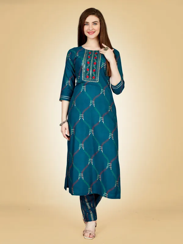 Dark_Blue_&_Navy_Blue_Kurta_Pant_Set_For_Women