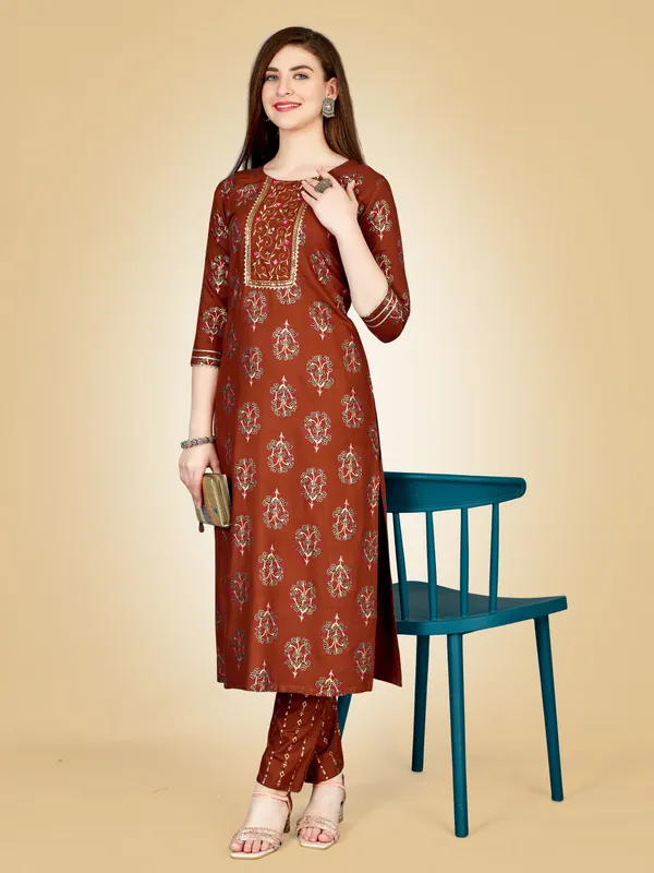 Brown_&_Rust_Kurta_Pant_Set_For_Women