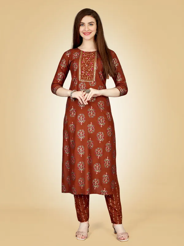 Brown_&_Rust_Kurta_Pant_Set_For_Women