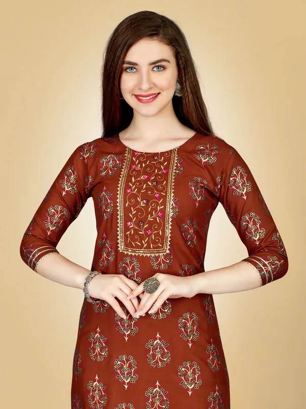 Brown_&_Rust_Kurta_Pant_Set_For_Women