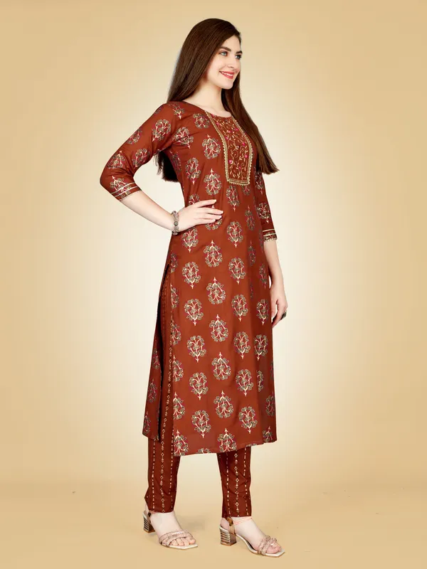 Brown_&_Rust_Kurta_Pant_Set_For_Women