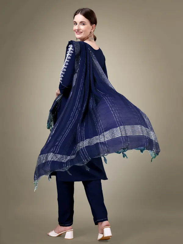 Dark_Blue_&_Navy_Blue_Kurti_Pant_Dupatta_Set_For_Women