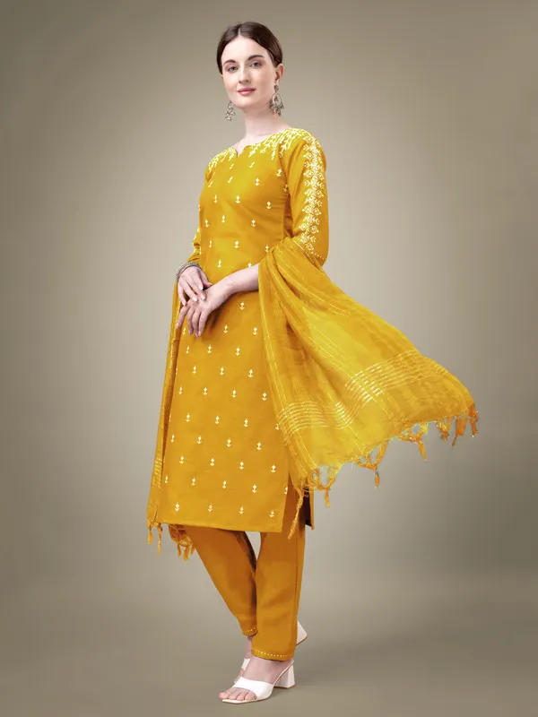 Yellow_Kurti_Pant_Dupatta_Set_For_Women